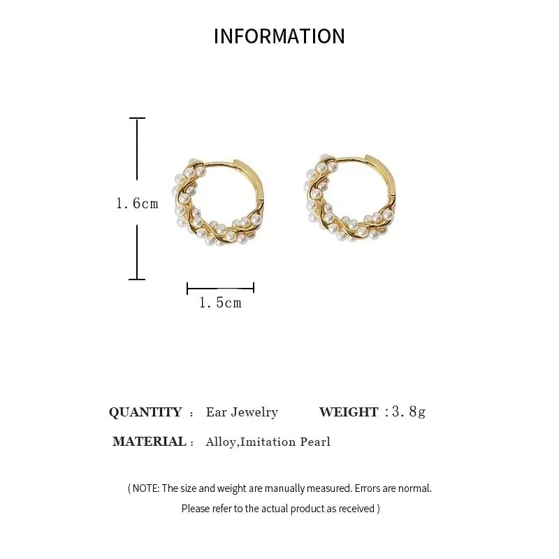 French Imitation Pearl Circel Earring Small round Hoop Earrings for Women New Design Texture Earrings Jewelry Elegant Gift - TakeCareBaby