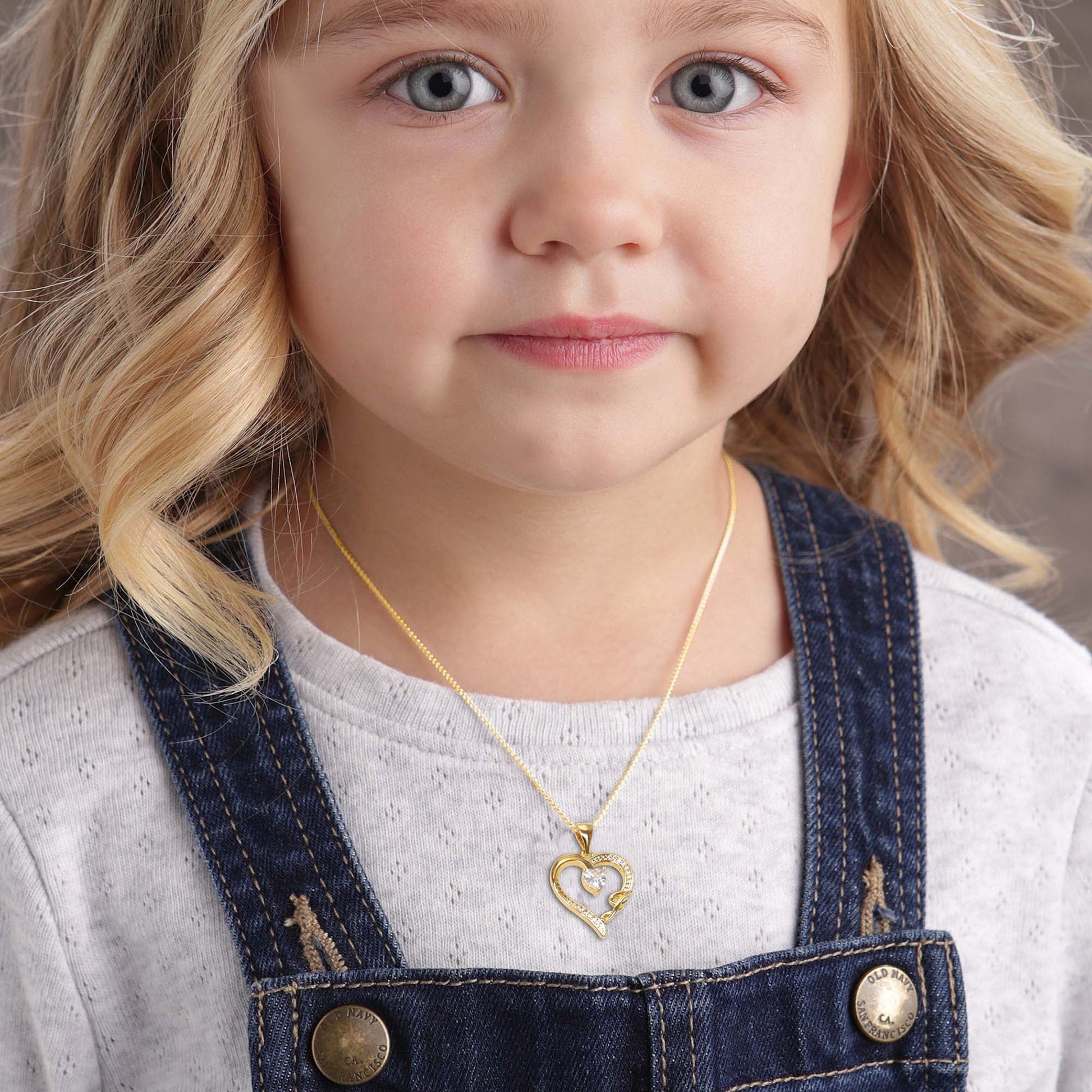 Initial Heart Necklace for Women Cubic Zirconia 14K Gold Plated Initial Heart Pendant Necklace - TakeCareBaby
